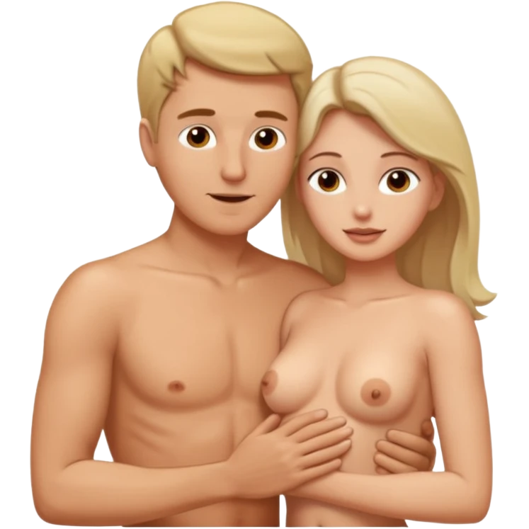 White man touching White woman vagina naked emoji