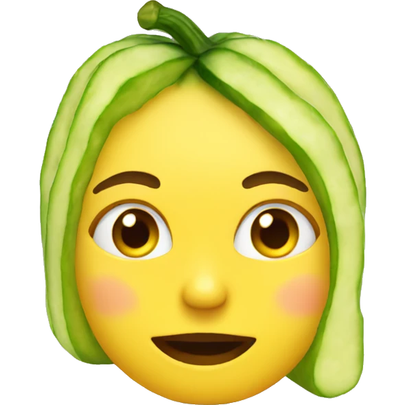 woman emoji eating yellow cucumber emoji