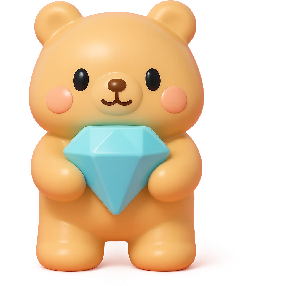cute animal holding a diamond emoji