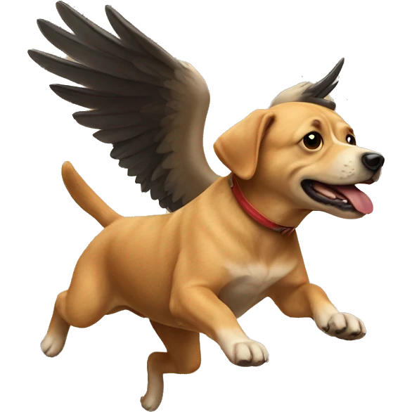 a dog flying ontop of a bird emoji