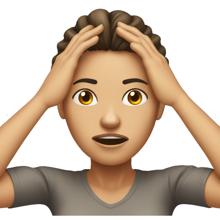 frustrated woman with hands on her head emoji