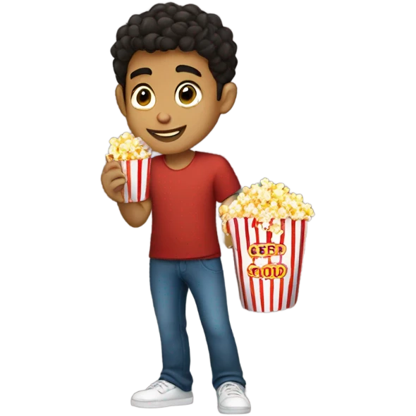 Hispanic boy eating popcorn emoji