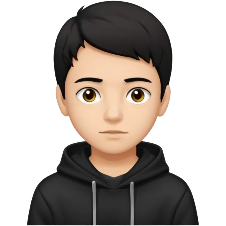Chłopak ciemno brązowe oczy czarne włosy bluza czarna i taki bardziej żeby wyglądał na 18 latka emoji