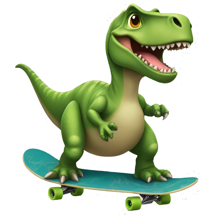 Dino with skateboard  emoji
