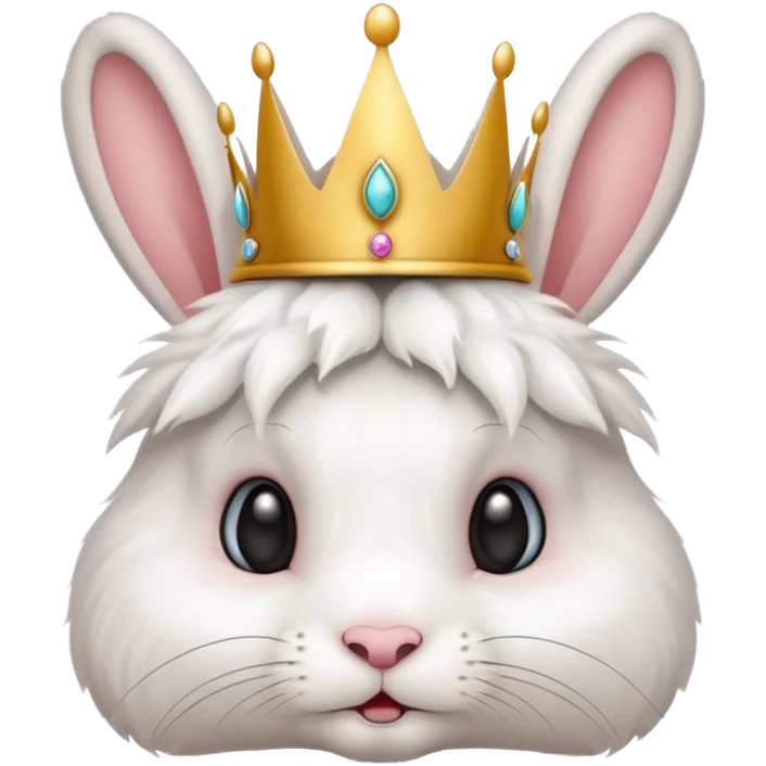 a rabbit with drooping ears and a crown on its head emoji