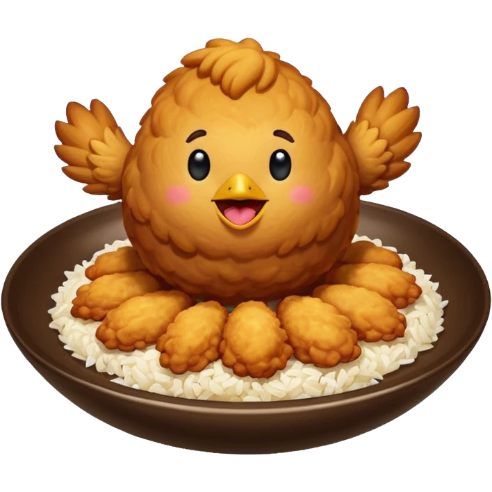 chicken dancing on top of rice (a chicken rice emoji) emoji