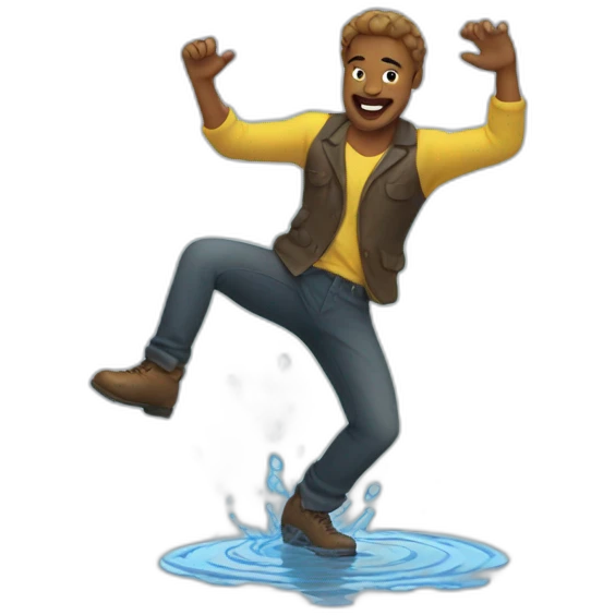 Man dancing in a puddle emoji