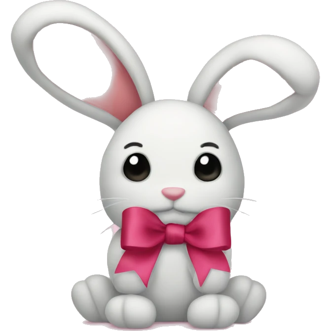 stuffed animal bunny with ribbon bows emoji