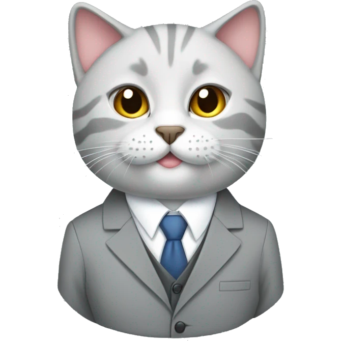 British cat wearing office suit  emoji