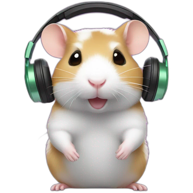 hamster with headphones listening to music on spotify emoji