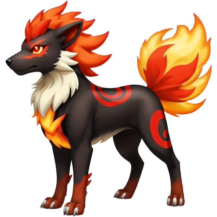 Shiny Exotic Gothic Houndoom-Arcanine-Pokémon-Fakémon-hybrid-creature emoji