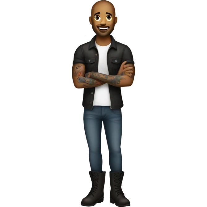 male tattoo artist with boots emoji