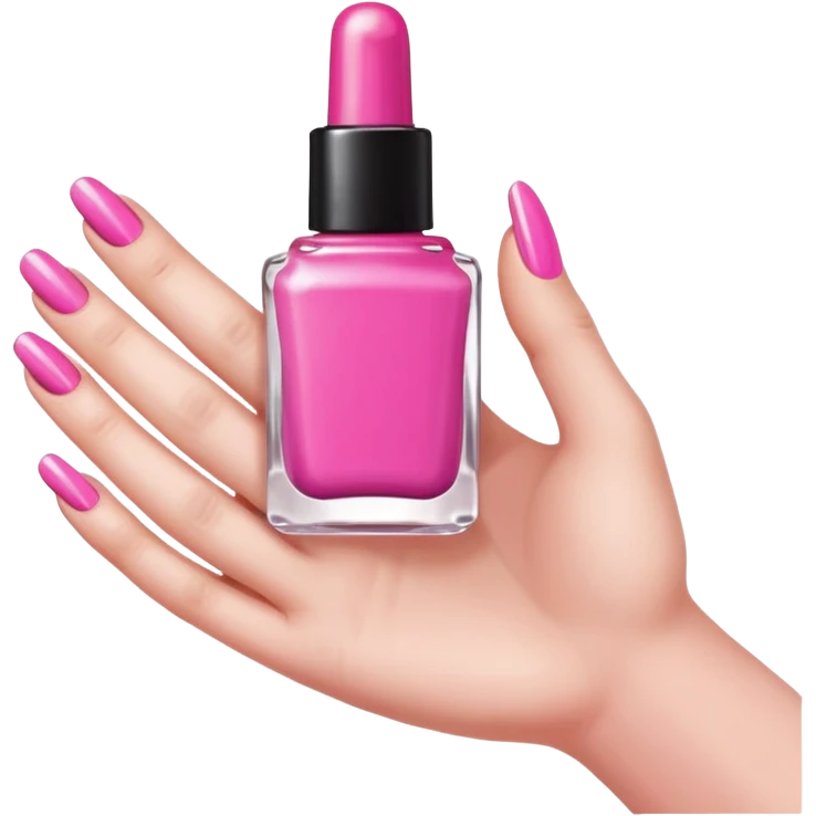 hand with painted nails and nail polish bottle emoji
