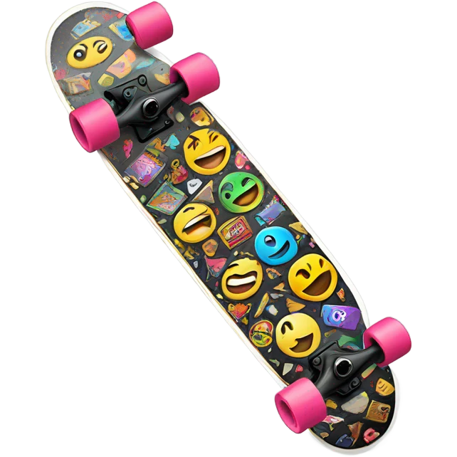 skateboard with stickers emoji