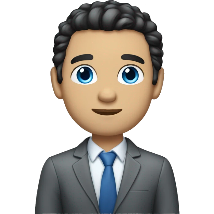 30 year old man, caucasian, black hair, blue eyes, blazer, t-shirt, full body emoji