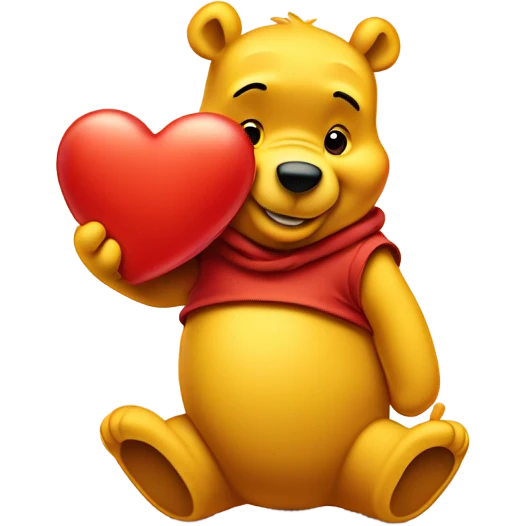 Winnie the Pooh with a red heart  emoji