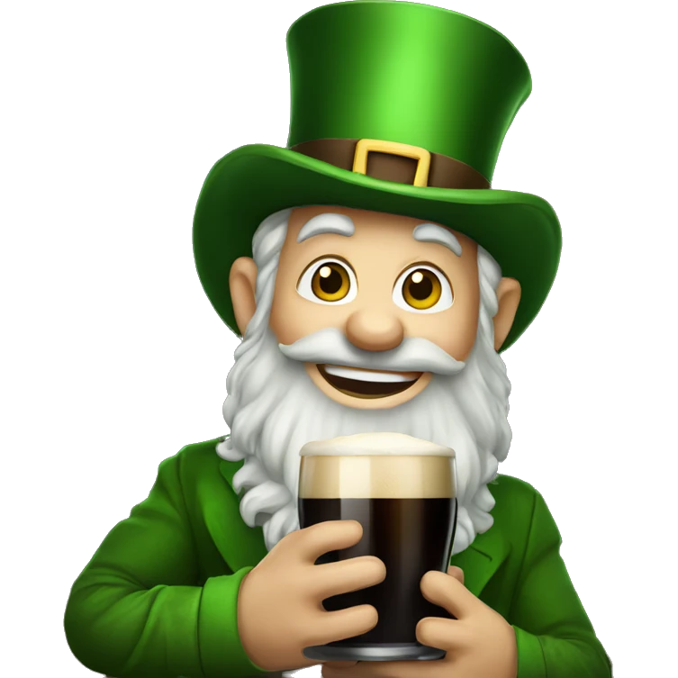 leprechaun with Guinness in hand emoji