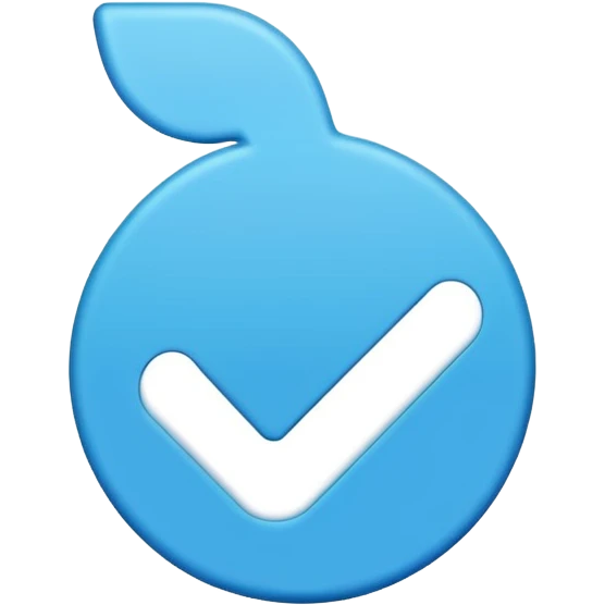 TikTok style blue tick, rounded edges, vibrant blue, minimalistic design emoji