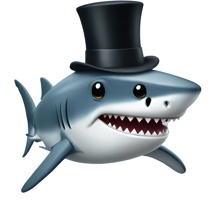Shark with a top hat emoji