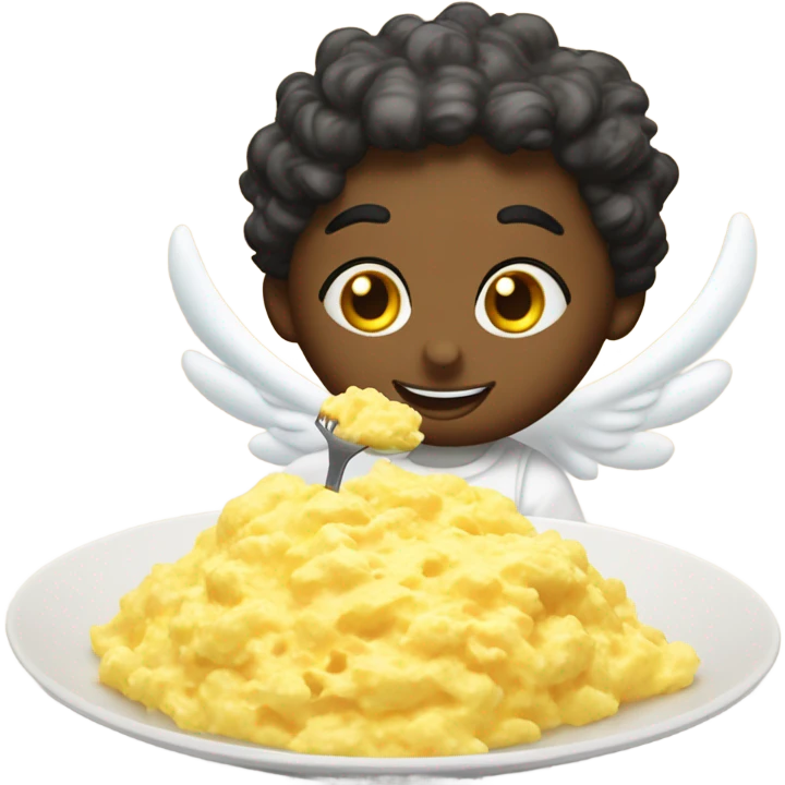 Angel eating scrambled eggs emoji