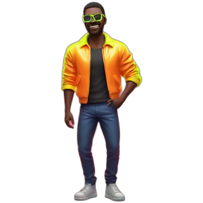 Juicy booty neon sign style man emoji