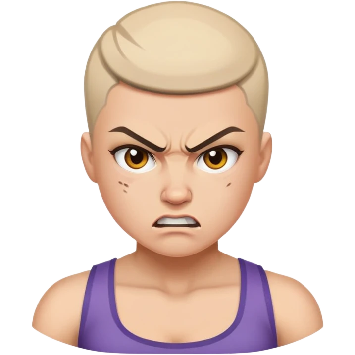 angry feminist fighter with half shaved hair emoji