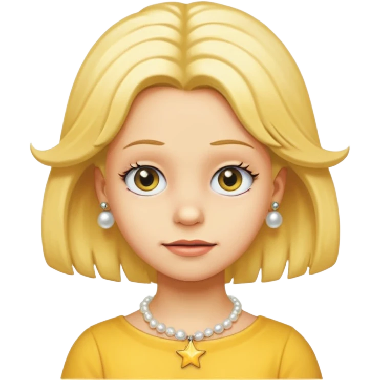 3D emoji head-only, smooth plastic, soft studio light, big round eyes, bold outline, centered, transparent bg,
Lisa Simpson, yellow skin, 8-point star hair, white pearl necklace, child face, overbite, no earrings, no eyelashes, not blonde emoji