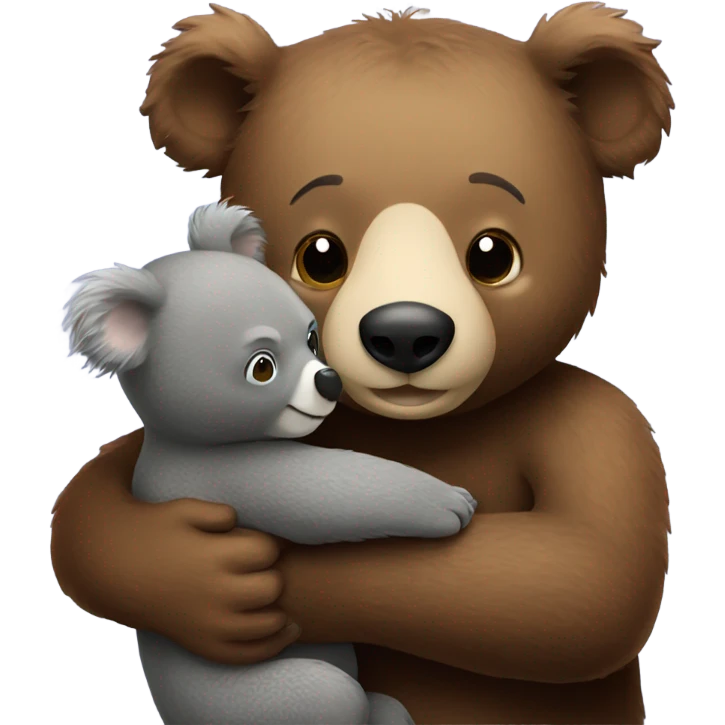Brown bear hugs koala emoji