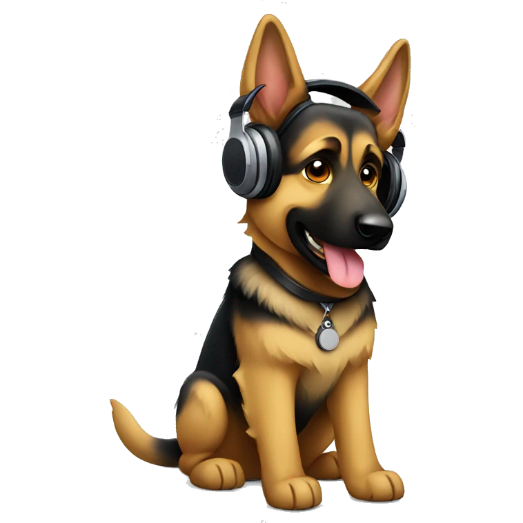 German shepherd with headphones  emoji