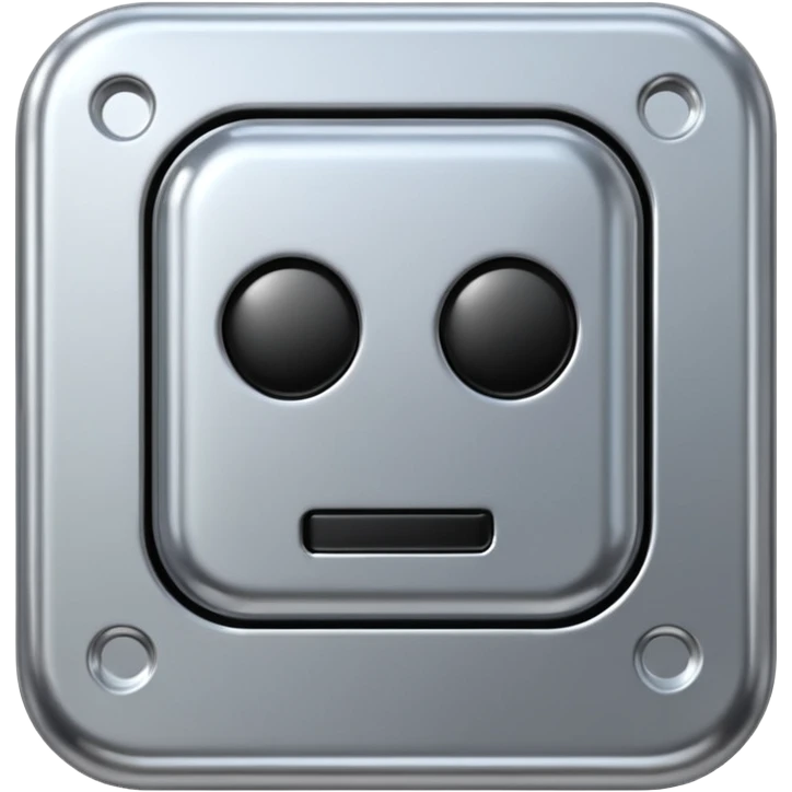 A futuristic microchip emoji made of polished silver chrome, minimal circuit details, smooth metallic surface, soft lighting, iOS emoji style, centered, clean white background emoji