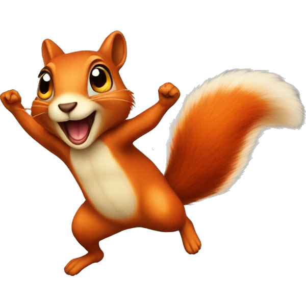 female jumping orange burnt squirrel emoji