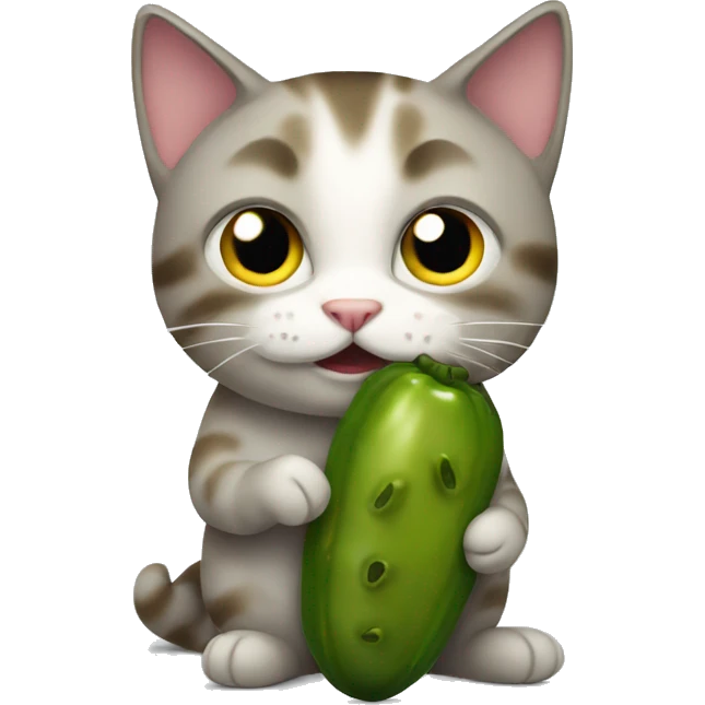 Cat holding a pickle emoji
