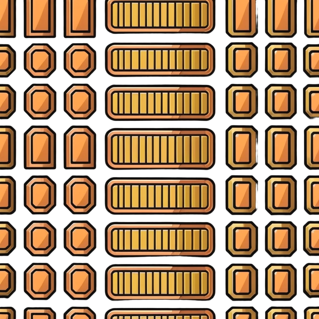 metallic ingot bar collection with copper, silver and gold emoji