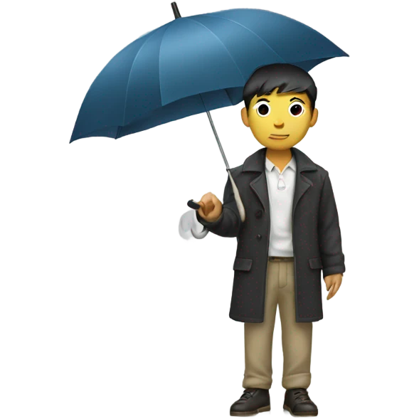 Stylish Asian boy holding umbrella emoji