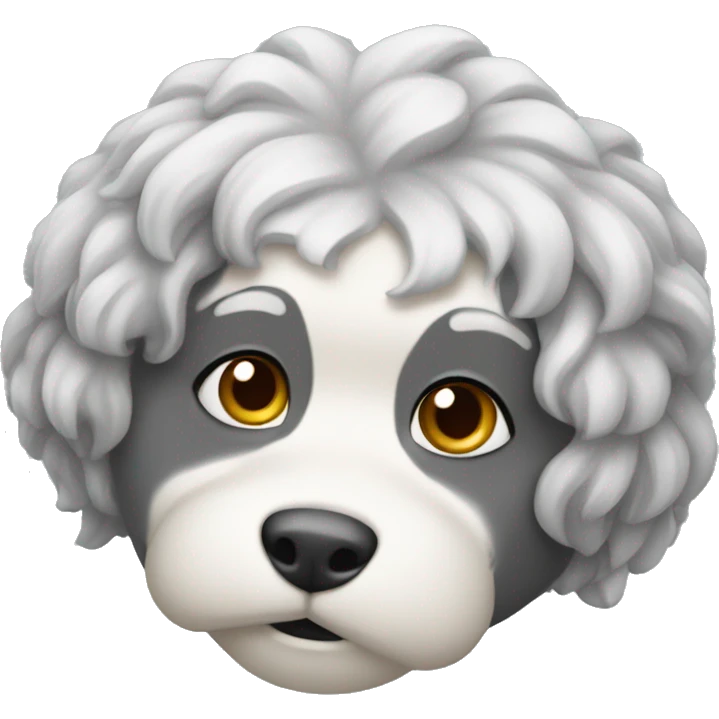 white and gray maultipoo emoji
