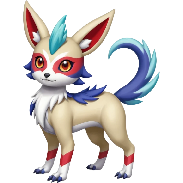 Colorful Skilled Adept Graceful Asian Painted Garurumon-Meloetta-Zangoose-Absol-fusion-hybrid-creature (full body) emoji