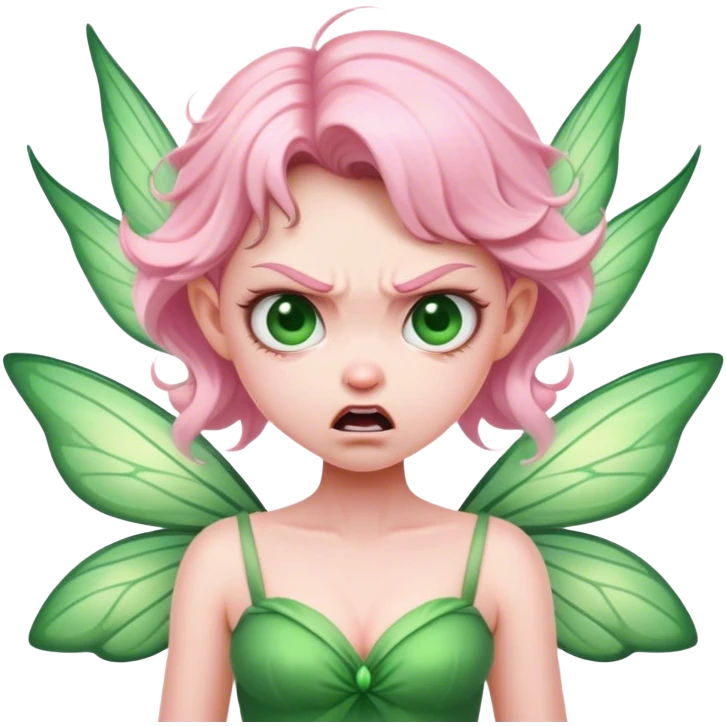 pink fairy in green dress anger emoji