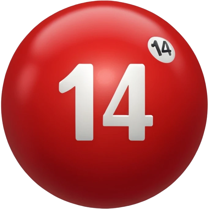 The number 14 on a red pool ball emoji