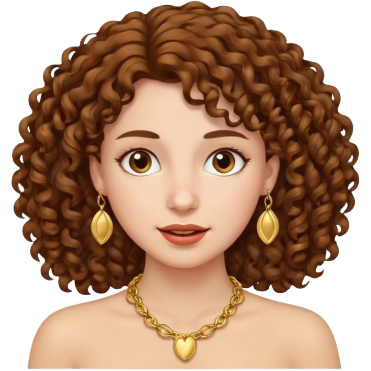 Female with Gold Necklace, fair skin,curly hair, different expressions. emoji