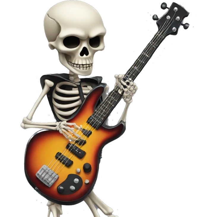 Skeleton playing bass guitar emoji