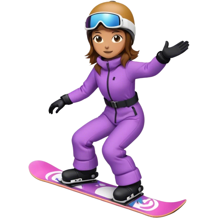 Woman with brown hair snowboarding in Japan 3d emoji