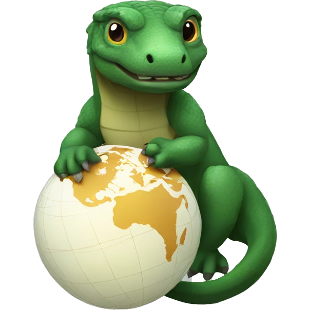 A komodo holding a world globe emoji