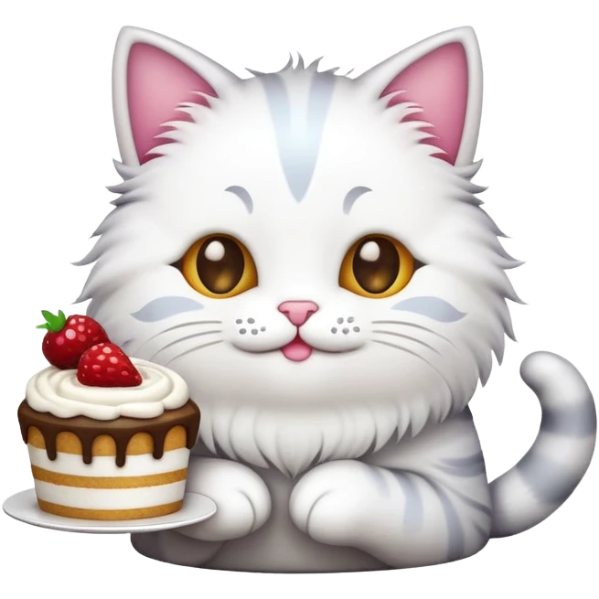 iphone cat emoji holding cake emoji