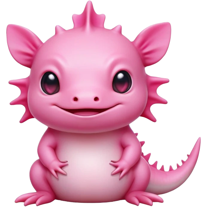 cinematic-[axolotl]-realistic-full-body-sitting-emoji,-head-tilted-dramatically,-pink skin,-simplified-yet-realistic-focused-features,-highly-detailed,-glowing-with-an-almost-sarcastic-glow emoji