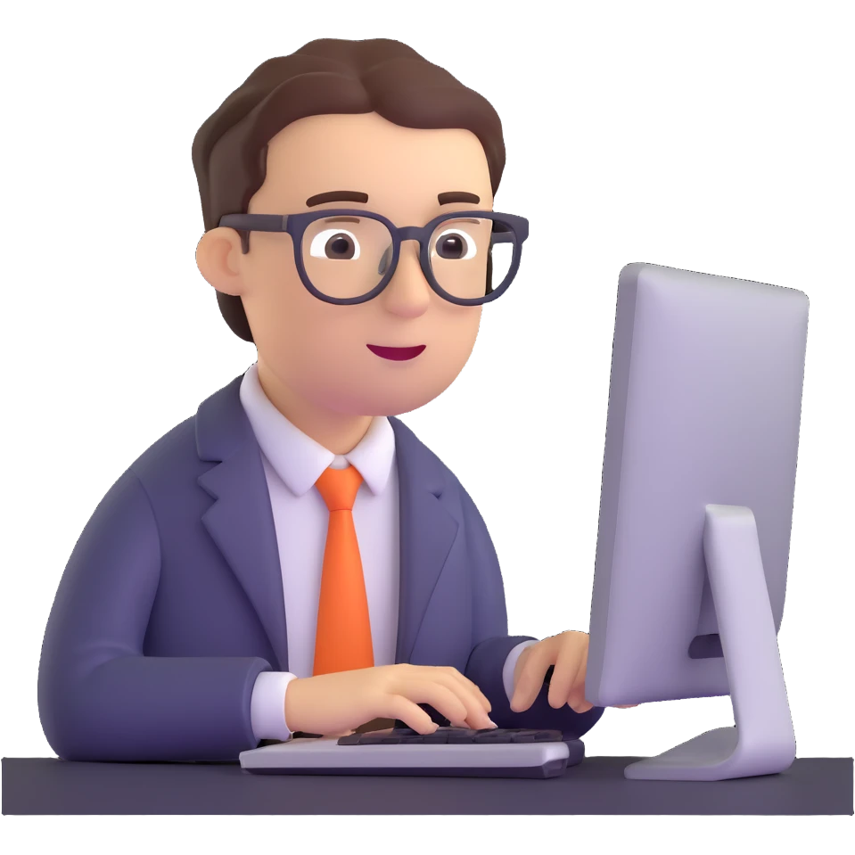 business analyst studying price data on computer emoji