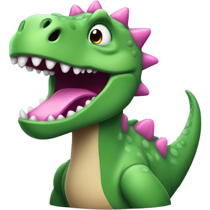 Grüner dino mit pinkem tütü emoji