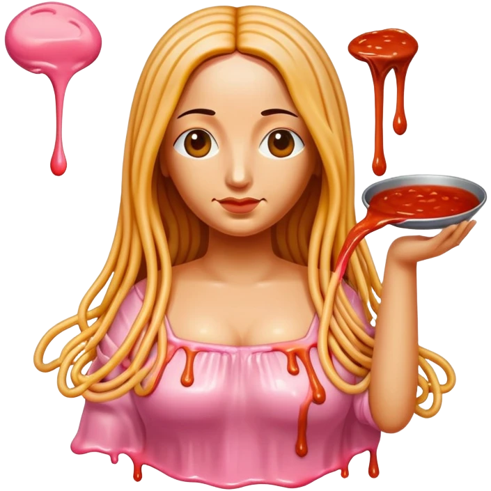  SPAM meat melted pink dripping sauce spaghetti dress monalisa portrait emoji