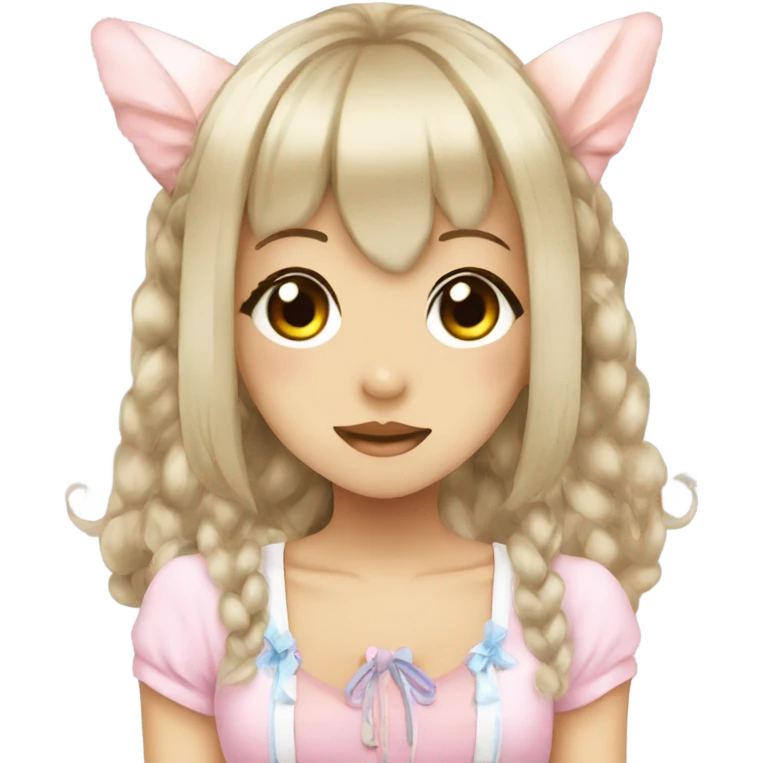 hime gyaru girl, fish ears emoji