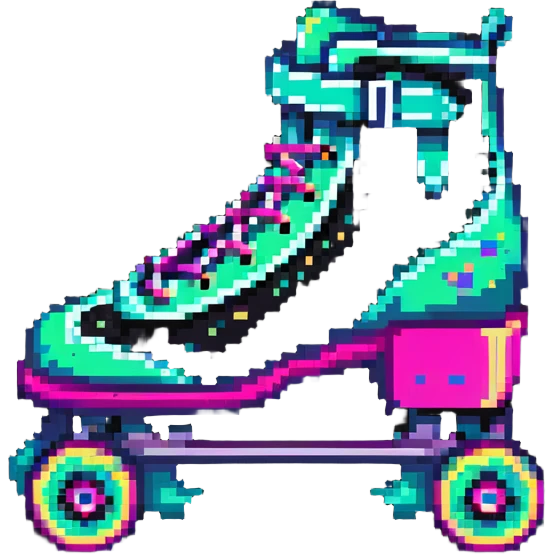 roller skate with neon accents, 1980s theme emoji