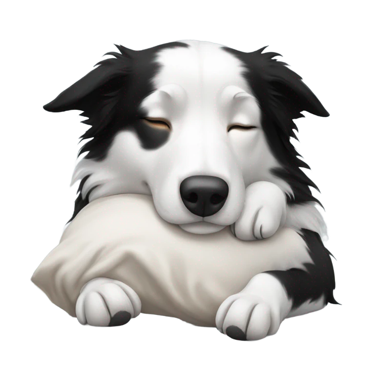 Sleeping-black-and-white-border-collie emoji
